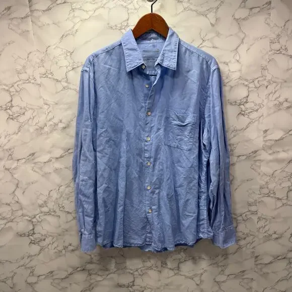 Tasso Elba Island Linen Blend Men’s Shirt sz XL Blue #G930 - Picture 2 of 9